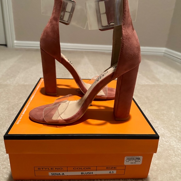 Pink Suede  Heels - Picture 2 of 4